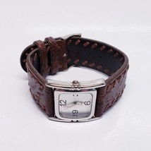 Super Cute Women&#39;s Silver tone Watch With Brown Leather Band - $15.73