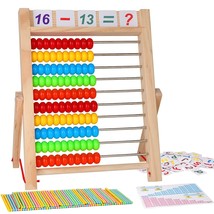 Wooden Abacus For Kids Math, Educational Counting Toy With Counting Sticks And N - £18.37 GBP