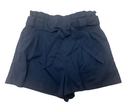 Zara TRF Collection Paper Bag Tie Waist Shorts Navy Blue Women&#39;s Size Small - £10.47 GBP