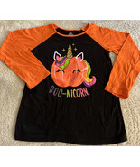Celebrate Halloween Girls Black Orange Boo-nicorn Pumpkin Long Sleeve Sh... - £4.31 GBP