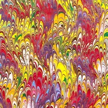 Original Art Waving Cascade No 1 Colorful Handmade Marbled Paper 11x14in Matted - £51.36 GBP