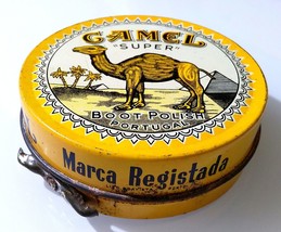 CAMEL SUPER ✱ Ultra Rare VTG Antique Grease Shoe Polish Tin Can Portugal 50´s - £33.73 GBP