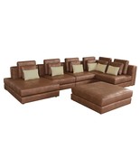 Brown Faux Leather U-Shaped Sectional with Ottoman - $1,843.99