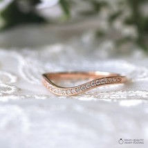 0.36Ct Brilliant Simulated Diamond 14k Rose Gold-Plated Curved Wedding Band Ring - £69.84 GBP