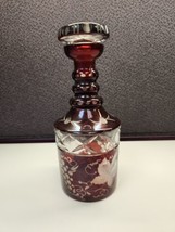 Vintage cranberry cut to clear decanter Eggerman Bohemian Bottle - £114.65 GBP