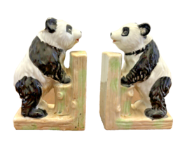 Panda Bear Bookends 4.5 Inches Tall Japan Porcelain Black White Vintage - £21.56 GBP