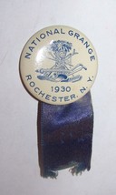 1930 VINTAGE NATIONAL GRANGE ROCHESTER NY PINBACK CONVENTION MEDAL RIBBON - £7.75 GBP