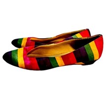 Vintage Womens Rainbow Flats Shoes Size 6.5 80s 90s Striped Maximalist S... - $48.23