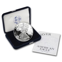 2001 W 1 oz American Silver Eagle Proof Coin With Box and COA - £61.82 GBP