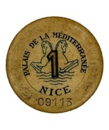 Vintage Nice France Palais De La Mediterranea Casino Chip Beige Seahorse... - $22.64 CAD