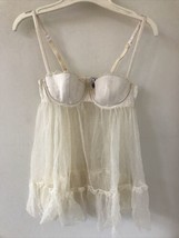 Victorias Secret White Sheer Lace Bra Cami Teddie Camisole Lingerie Top 34B S - £47.27 GBP