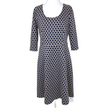 Boden Dress 10L Women’s Tall Navy Blue Khaki Jacquard Jersey Stretch WH725 - $452.11 MXN