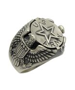 Army Star American Eagle Military Sterling Silver 925 Soldier Biker Men'... - $148.80