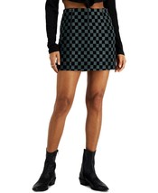 Tinseltown Women&#39;s Juniors&#39; Check-Print Mini Skirt Black Olive M B4HP - $14.95