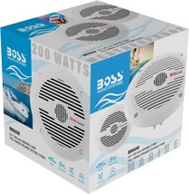 White BOSS MR60W 200W 6-1/2&quot; 2-Way Coaxial Boat Marine Audio Speakers (Pair) - £30.37 GBP
