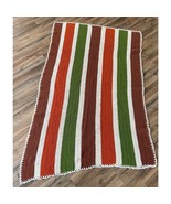 Vintage Retro MCM Wonky Afghan Blanket Couch Throw Striped ~50&quot; x 73&quot; - $14.03