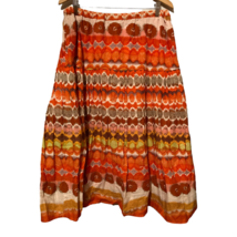 Ashley Stewart Womens A Line Skirt Orange Beige Geometric Elastic Waist 14/16 - £11.62 GBP