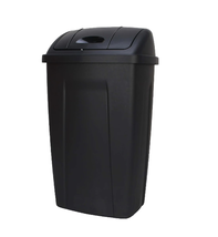 Kitchen Trash Can, 13 Gallon Plastic Garbage Bin with Swing Top Lid, Black - $28.75