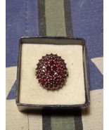 Bohemian Garnet Sterling 900 Gold Vermeil 6.5 Ring 1960s Czech Rabbit Mark - $225.00