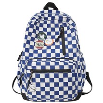 Fashion New Girl Cute Plaid Canvas Travel Backpack Women Badge Laptop College Ba - £27.37 GBP