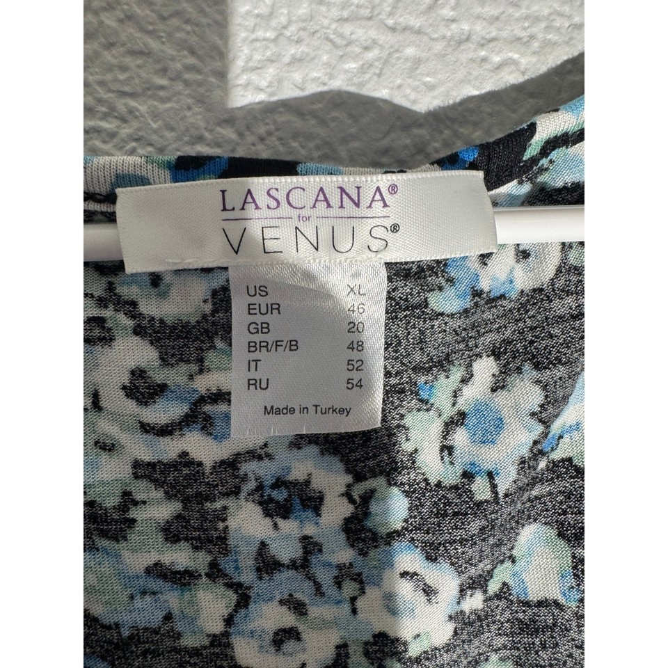 LASCANA for VENUS Black Floral Surplice Midi Dress XL Item image 3