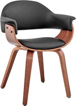 Adalyn Dining Room Accent Chair, Black/Walnut, By Armen Living, Faux Leather And - £147.97 GBP