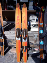 Vintage Combo Cypress Wood Water skis 68&quot;x 6.5&quot; RIVIERA concave - $148.50