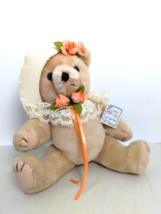 Teddy Bear Cream Plush &quot;Country Cozys Originals&quot;  Stuffed Toys/Hat And Flower - $9.46