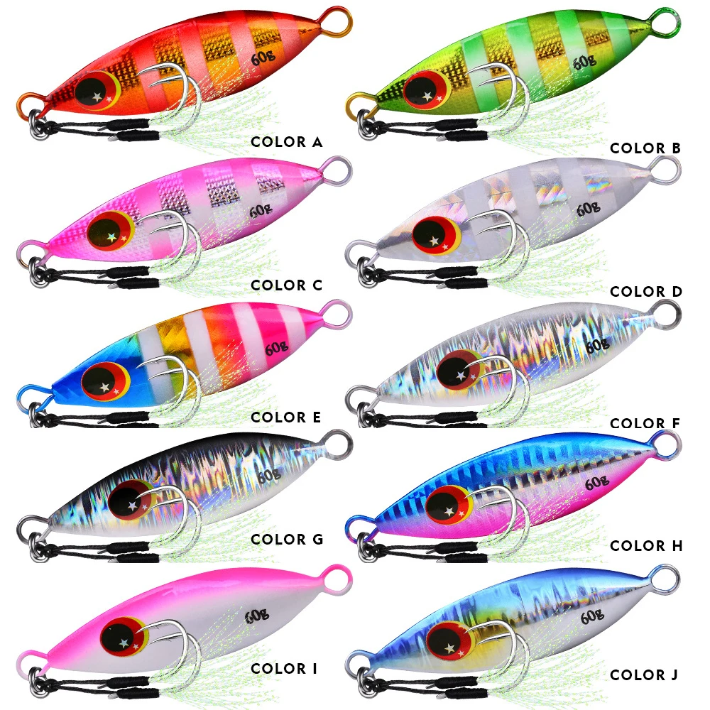 10 Pcs/Set  Hard Jig Lure  Bait Shore Slow Jigging Super B Fishing Tackle 10g 20 - £34.13 GBP