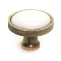 Brass Plated With Porcelain Round Drawer Cabinet Door Knob Pull Handle V... - £1.46 GBP