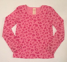 Faded Glory girls&#39; knit top size L 10-12 long sleeves pink animal print - $2.00