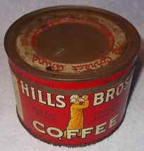 Hills Brothers Coffee 1 LB Red Can Brand Tin with Lid Key Wind Opening - £11.75 GBP