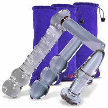 LeLuv Bundle - 3 items: Glacier Frost Glass Dildo &amp; Butt Plug Gift Sets - £36.49 GBP