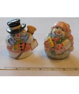 Vintage Snowman &amp; Snowwoman salt &amp; pepper shaker shakers set Ceramic Pre... - £14.19 GBP