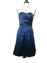 ABS Evening Allen Schwartz Size 0 Strapless Blue Cocktail Dress Formal Prom - £20.84 GBP