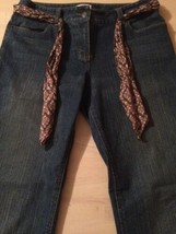 Ann Taylor Loft Women&#39;s Jeans Boot Cut Stretch With Fabric Belt Size 6 - £22.65 GBP