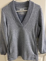 DULUTH Trading Co V-Neck Sweater Light Blue Gray Women&#39;s Size Medium w/P... - £20.46 GBP