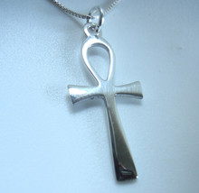 Ankh Cross 925 Sterling Silver Necklace Medium Small - £10.74 GBP
