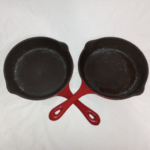 Lot of 2 Technique Cast Iron  Enamelware Skillet NEW 8 x 8 in Red - £17.68 GBP