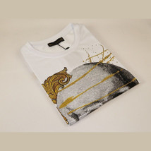 Men LAVERITA European Fashion Crew Shirt Rhine Stones Skeletons 93356 White image 3
