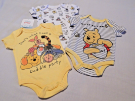 3 pc Bodysuit Set Winnie Pooh Size 0/3 3/6 24 Months Disney Baby Tigger Eeyore - £18.95 GBP
