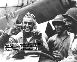 Alex Vraciu signed WWII Ace Pilot Vintage B&amp;W 8x10 Photo Marianas Turkey... - £69.80 GBP