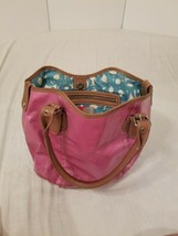 BODEN Pink Women Purse Medium Shoulder Bag Turquoise Cream inside GUC 12... - $22.99
