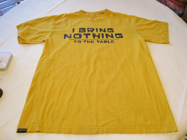 Men's Jansport short sleeve t shirt L golden yellow "I Bring Nothing to the EUC - $12.86