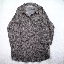 Umgee + Shirt Womens 1X Tunic Blouse Animal Leopard Print Long Sleeve Pockets - £15.81 GBP