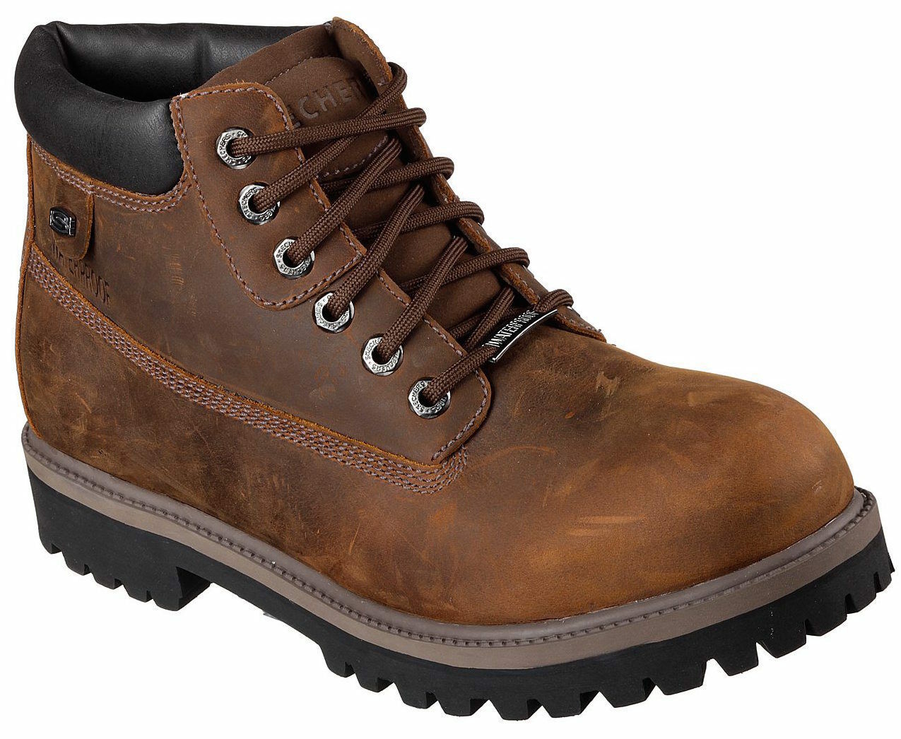 Mens Skechers Sergeants Verdict Dark Brown Waterproof Boots [4442/CDB] - $70.99