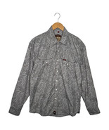 Rafter C Shirt Mens Large Gray Pearl Snap Flap Pocket Western Floral Cav... - $27.06 CAD