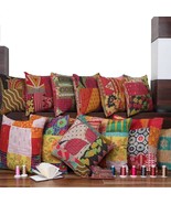 Vintage Kantha Sari Cushion Cover Pillow Covers Handmade Boho Cushion Co... - $52.23 CAD