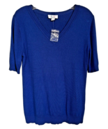 d&amp;co. Essentials Women&#39;s Half Sleeve Sweater Top V-Neck Cotton Rayon Siz... - £10.27 GBP