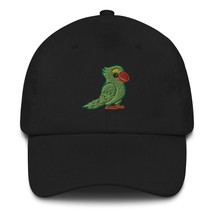 Parrot hat Bird Lover Cap Embroidered Parrot Lover Gift Dad Cap Black - $29.35